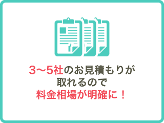 3社から5社のお見積が取れるので料金相場が明確に！